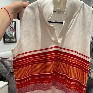 Collared Colorful White Tank- Josephine Chaus